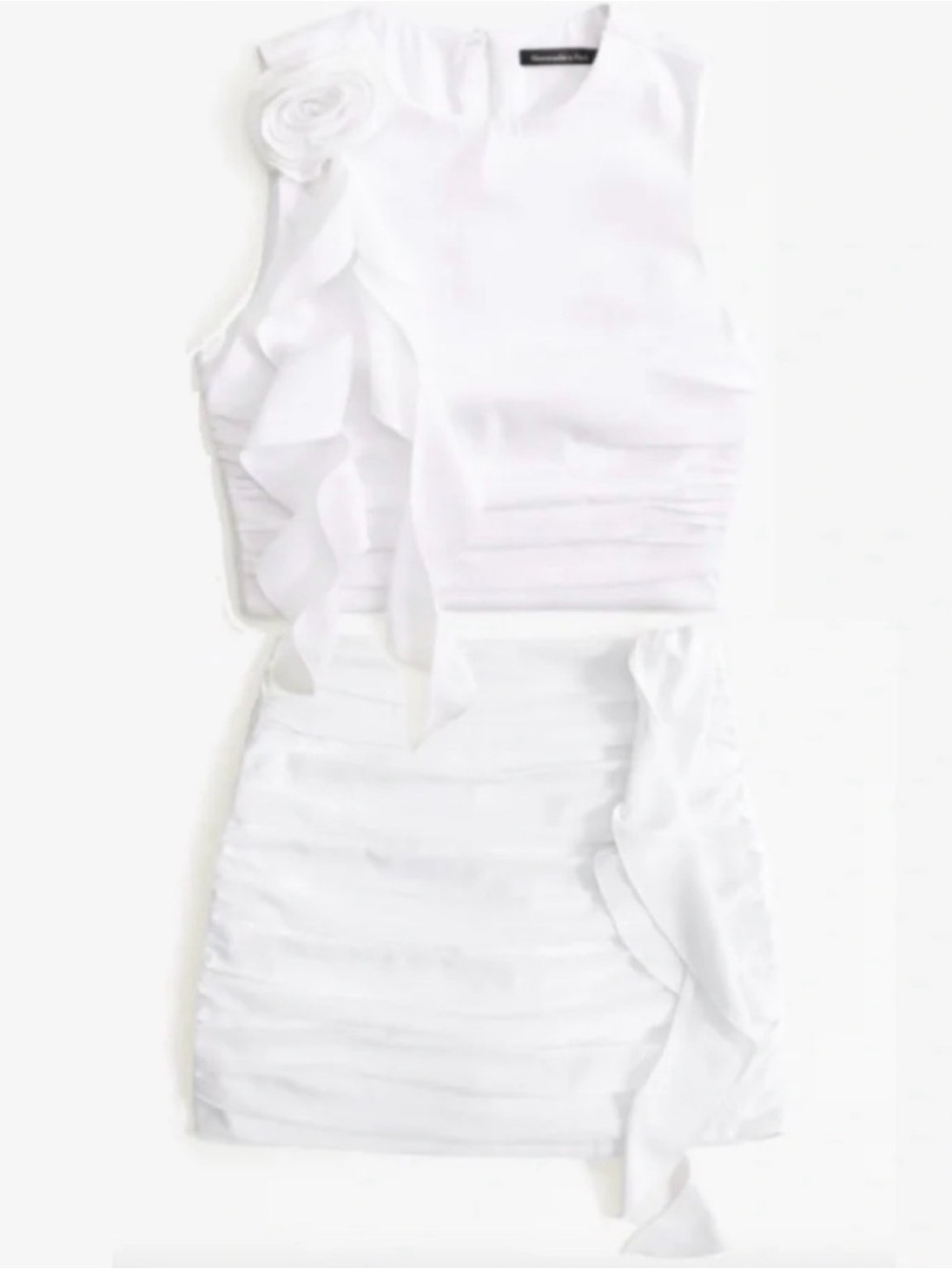 Abercrombie & Fitch White Floral-Accent Sleeveless Crop Top and Skort Set